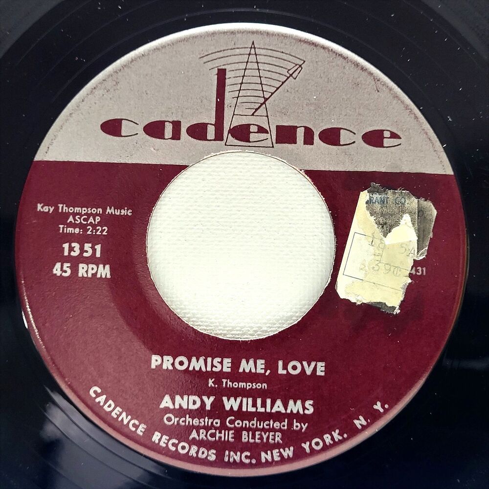 Andy Williams “Promise Me, Love / Your Hand, Your Heart, Your Love” 45 RPM Pop